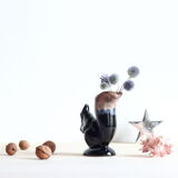 Soliflore squirrel vase in black flamed sandstone