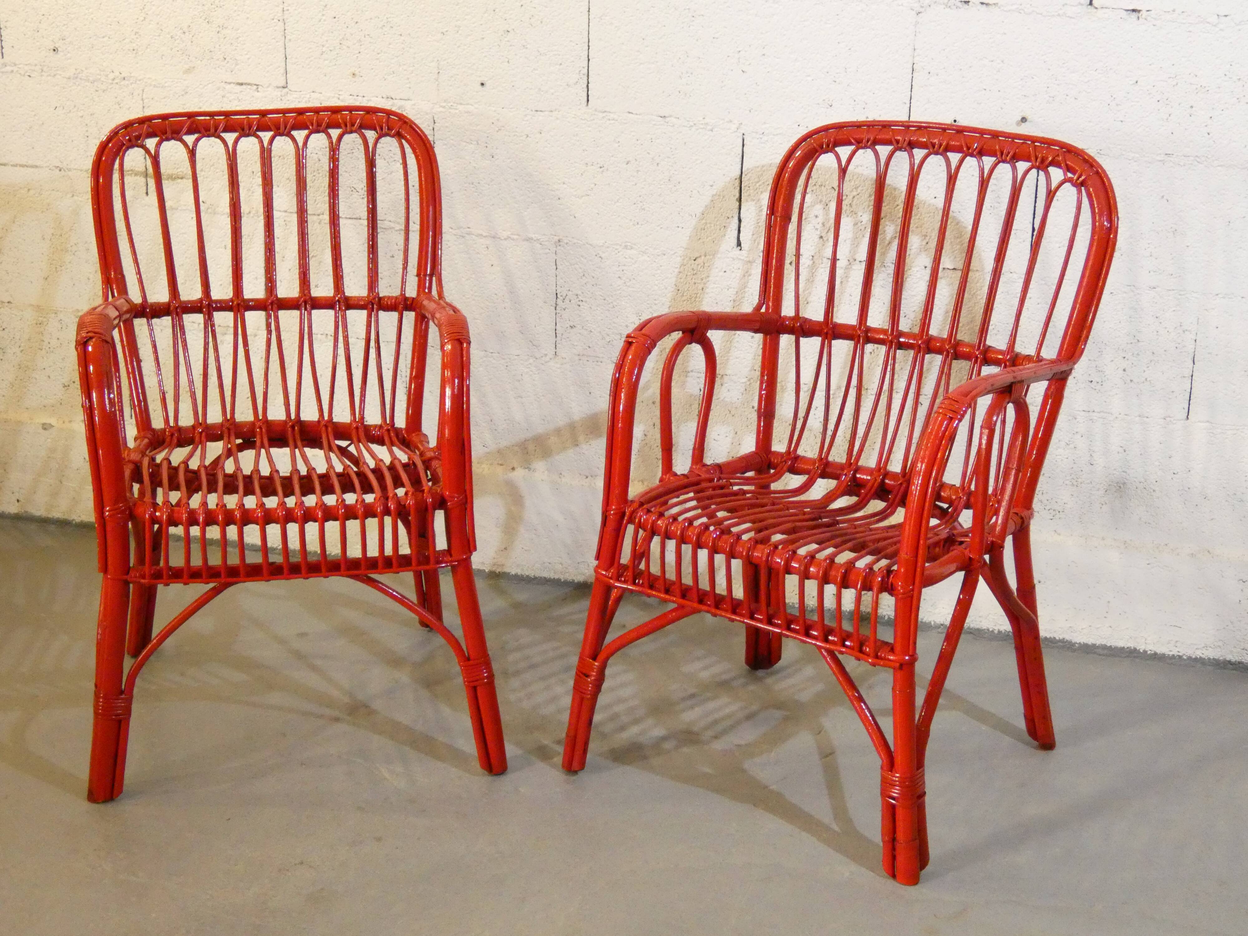 Pair of rattan chairs 1950