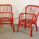 Pair of rattan chairs 1950