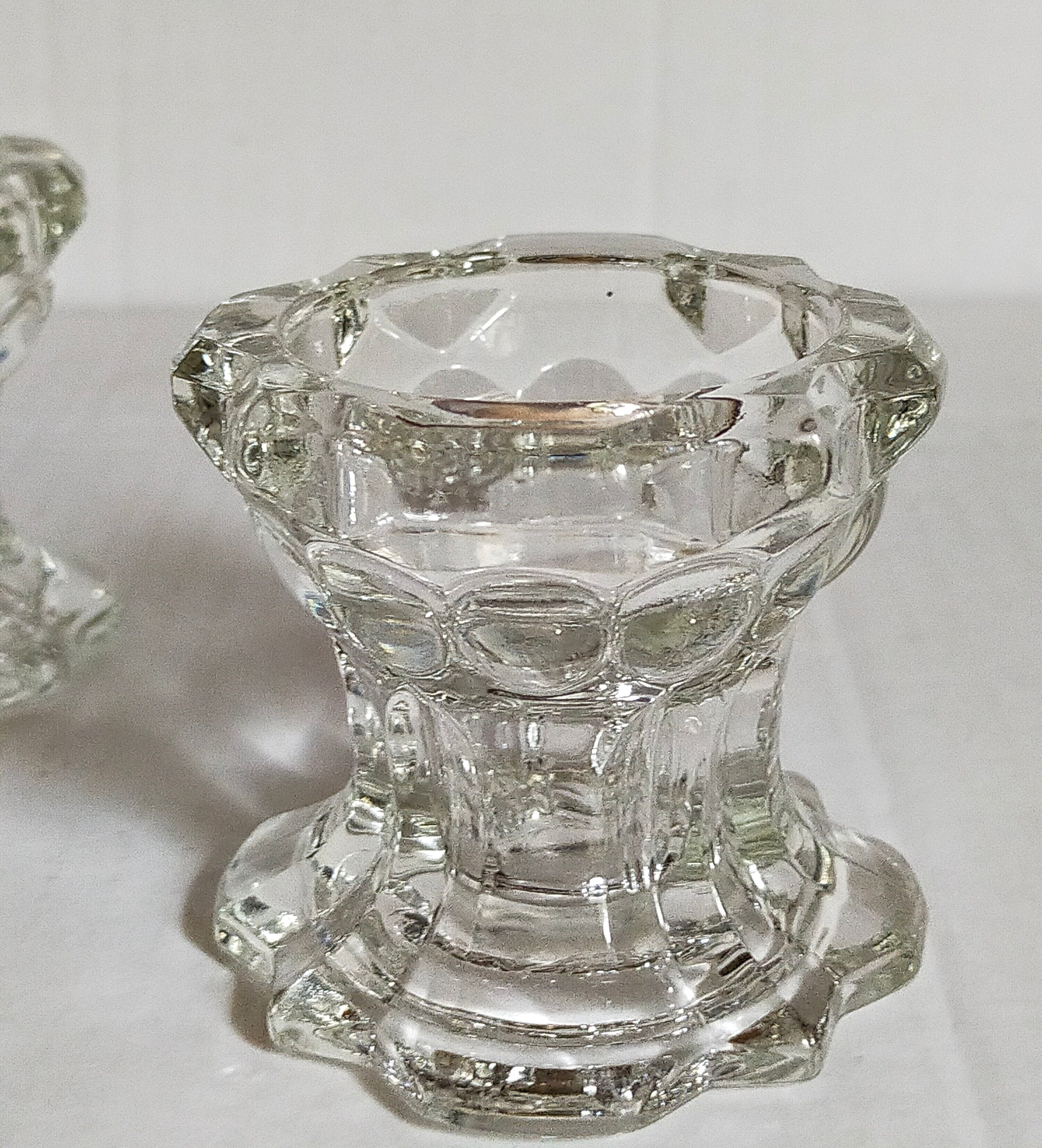 PRODUCT POP UP NOu00cbL 2022 Trio of vintage pressu00e9 glass candle holders