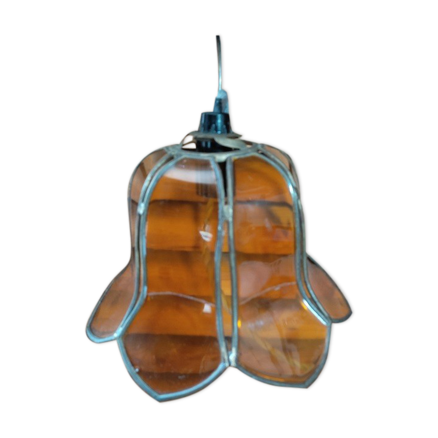 Applique vitraux plastique ambre fleur