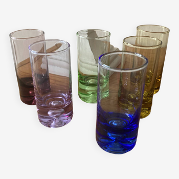 6 verres droits colorés