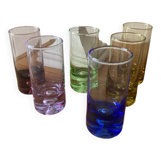 6 verres droits colorés