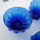 4 bols verre bleu cobalt