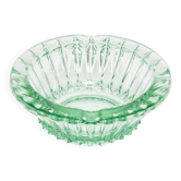 Green crystal glass bowl ashtray, mid-century, Italy, 1970s.