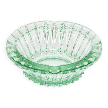 Green crystal glass bowl ashtray, mid-century, Italy, 1970s.