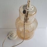 Large vintage brown glass hanging lamp