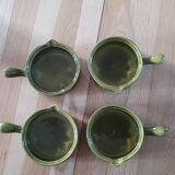 4 small pans, glazed earthenware casseroles