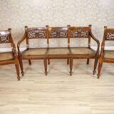 Antique Rosewood Parlor Set with Carved Backrests, Set of 3