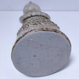 ceramic candle holder with crowned head signed P