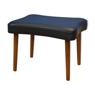 Danish ottoman in teak and black leatherette, 1960s