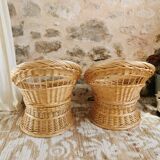 Pair of Vintage Wicker Armchairs for Children