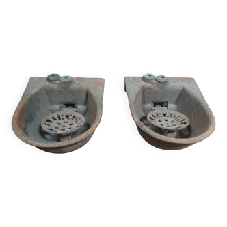 Pair of old cast iron Le Rhône drinking troughs