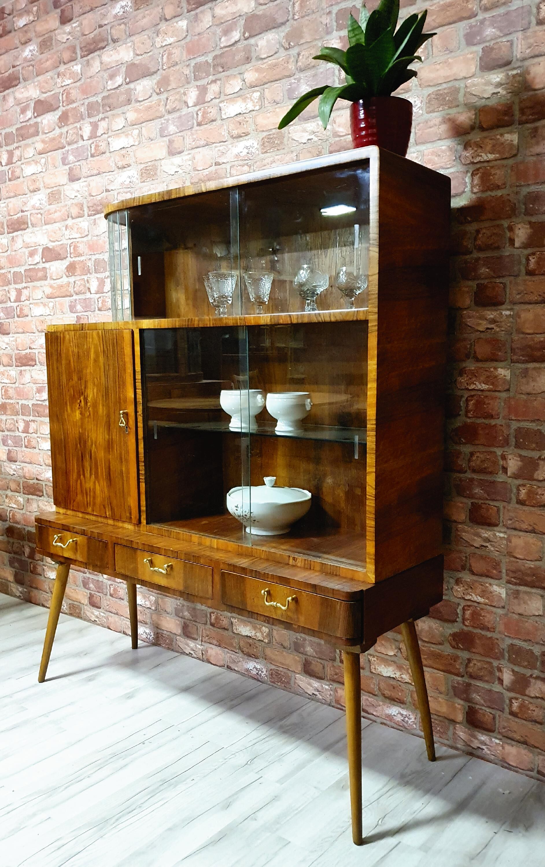Unique art deco cabinet with drawers. Poland 1950s