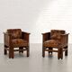 Pair of Amsterdam School walnut armchairs, Netherlands, c. 1930
