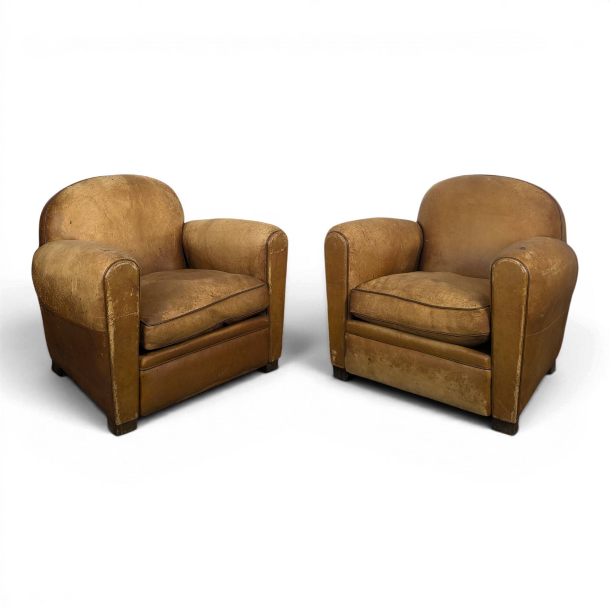 Paire de fauteuils club, années 30