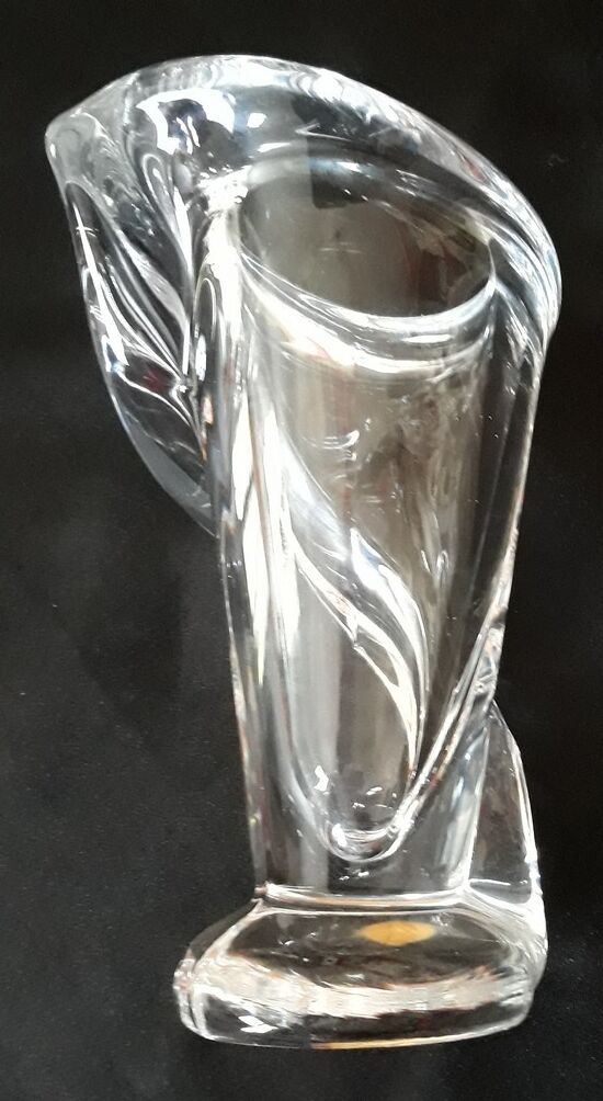 Vase of the crystal factory of Vannes le Châtel - " Verticalized cornucopia " - 70s