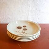4 x sarreguemines france thistle deep plates mid century gres ceramic pottery salad bowls