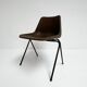 Brown and black set of 6 Polyprop chairs on a metal frame. The Polyprop cha