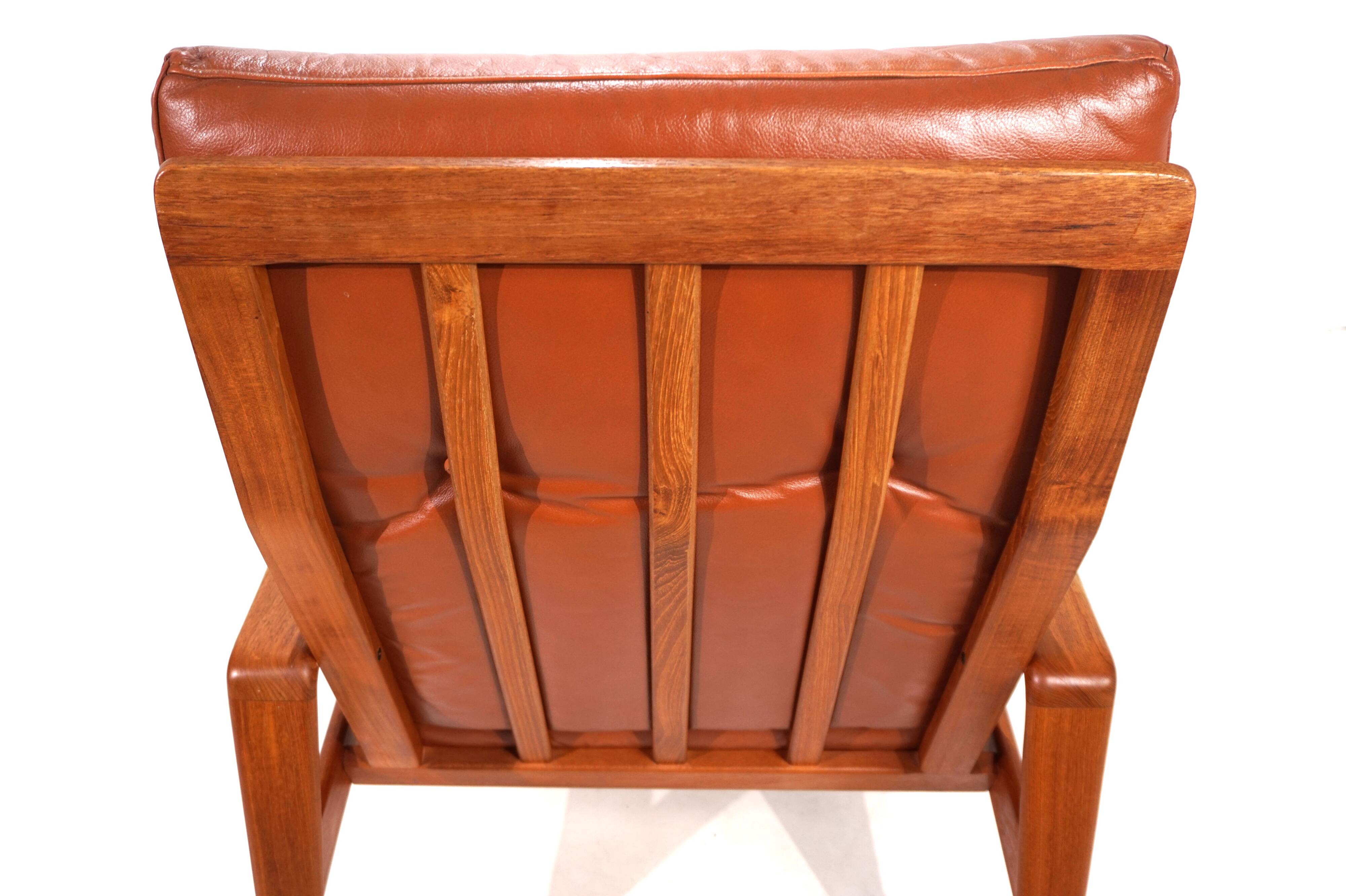 Fauteuil en cuir teck Komfort par Arne Wahl Iversen, 1960