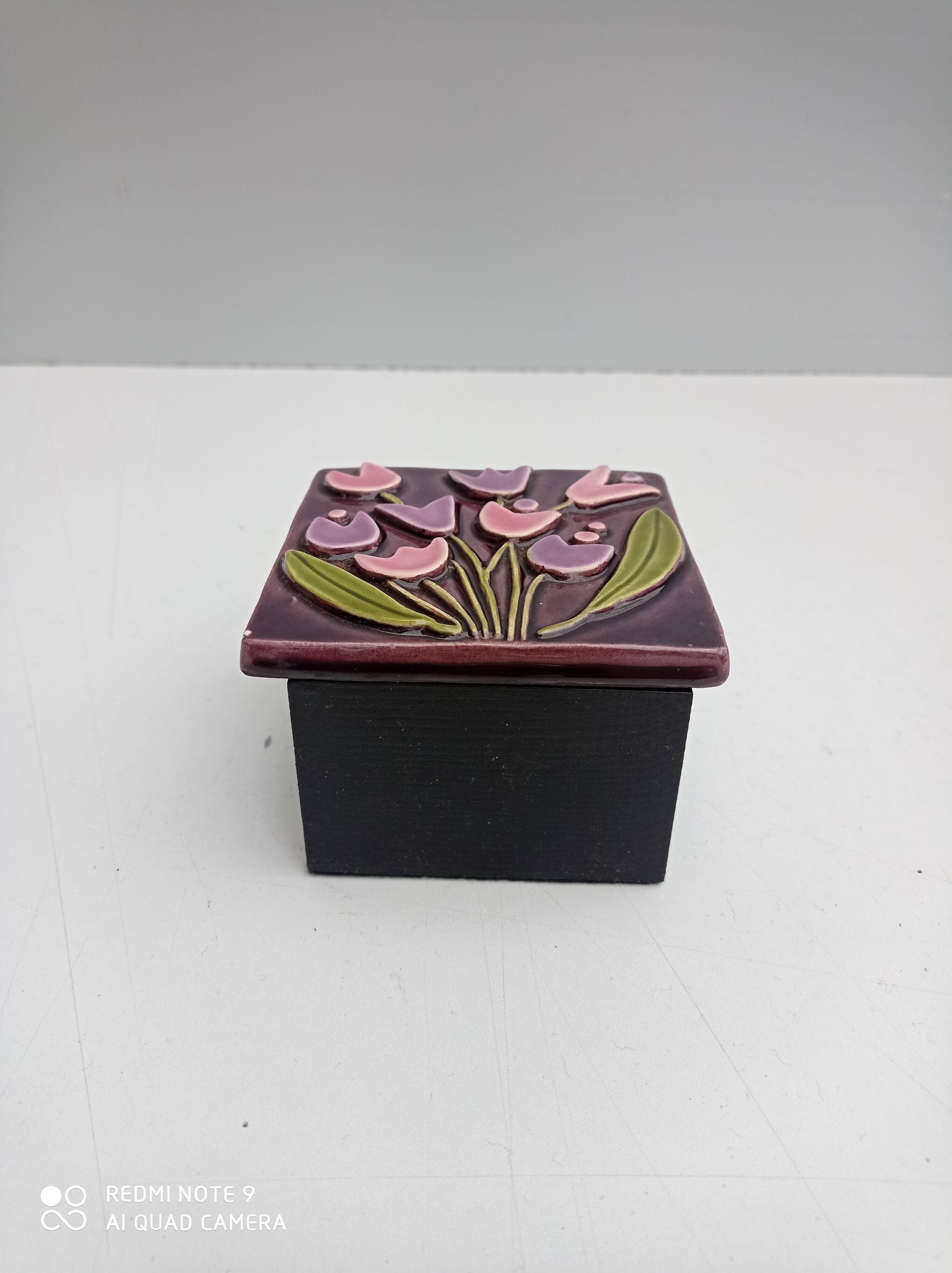 Mithé Espelt - "Tulips" jewelry box in glazed ceramic - 1965
