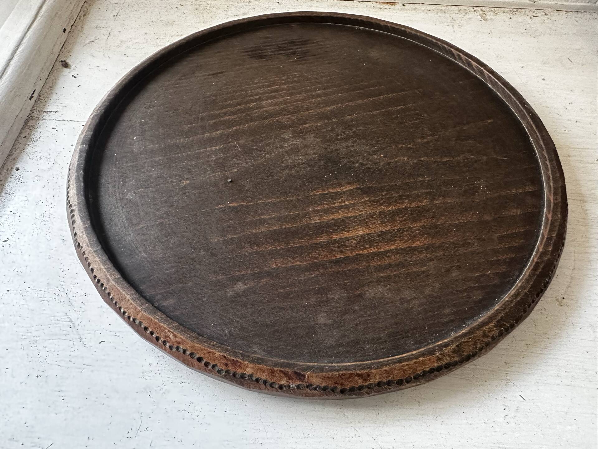 Mid-Century wooden platter or trivet - D 24 cm
