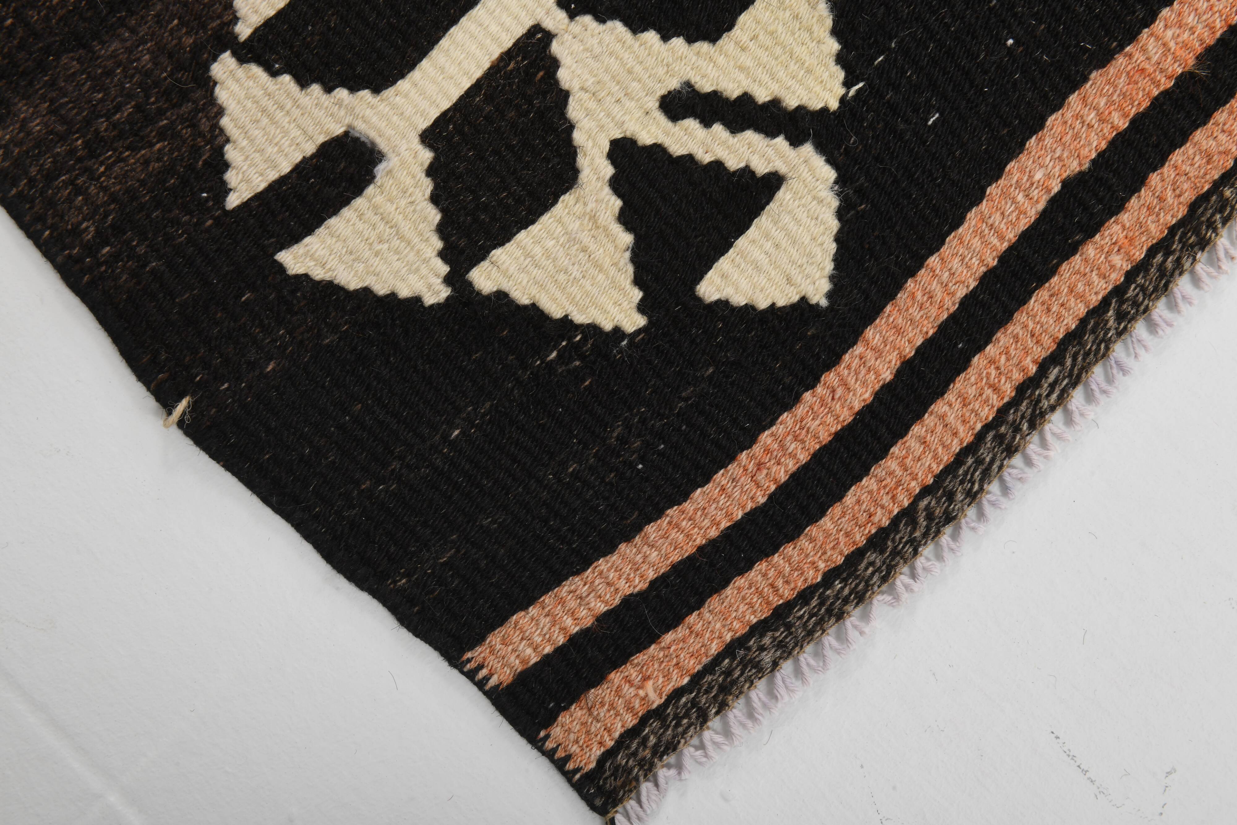 2x7 Salmon Beige Vintage Kilim Runner Rug, 64x226Cm