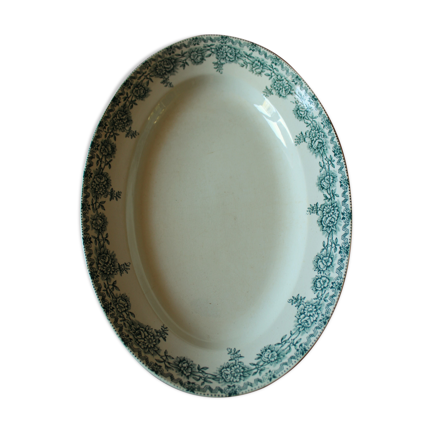 Oval flat Terre de Fert green Fleurs Argenton Saint Amand