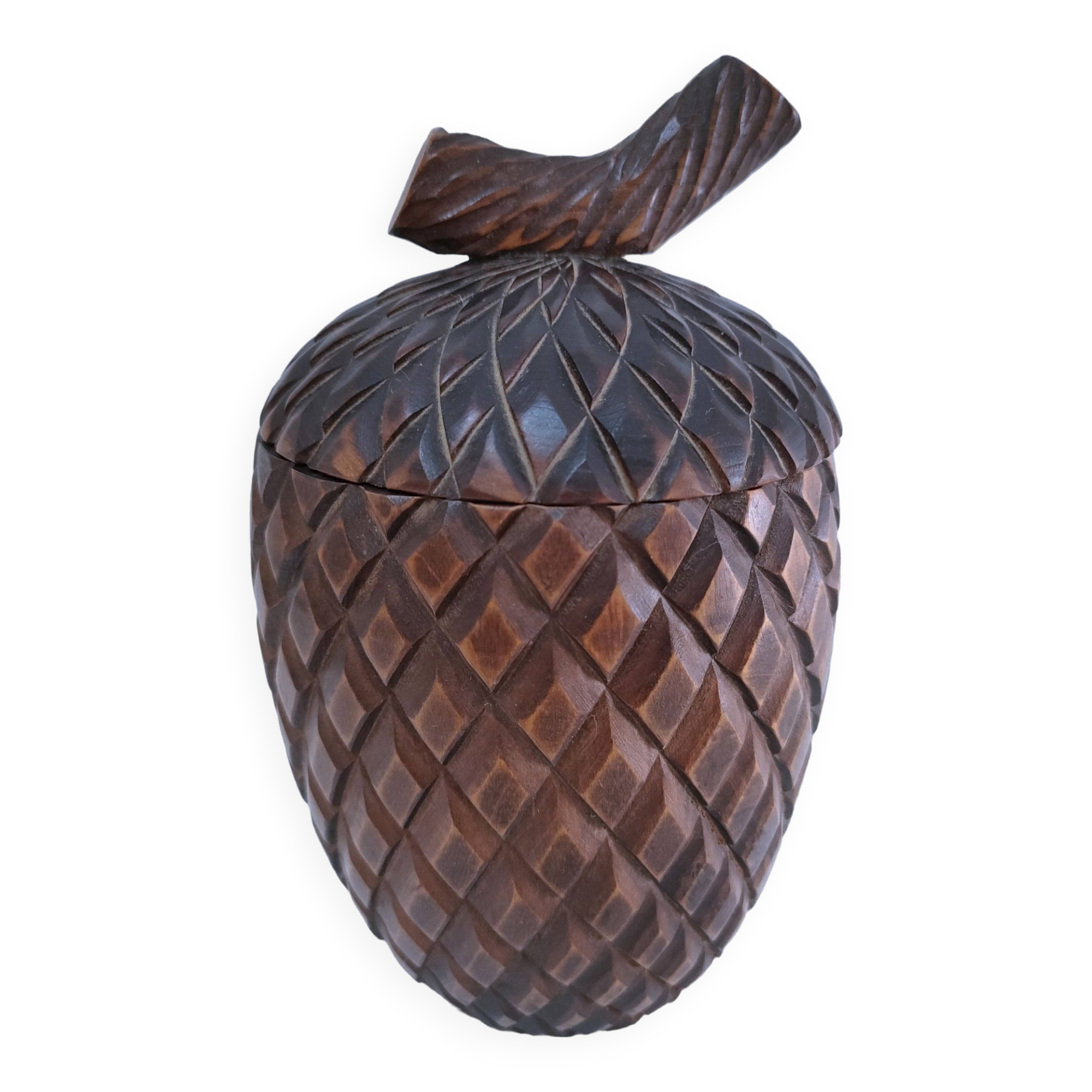 Solid vintage pine cone wood box