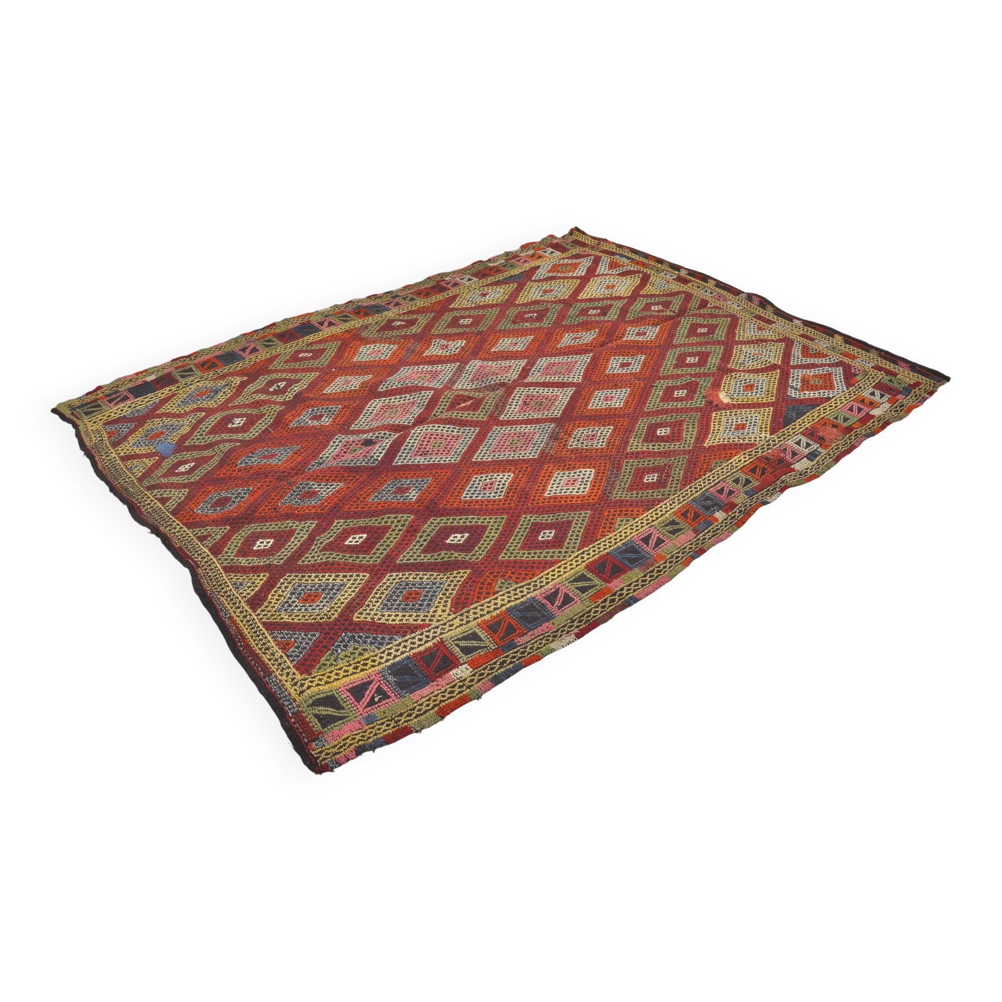 Tapis Kilim anatolien à motifs géométriques