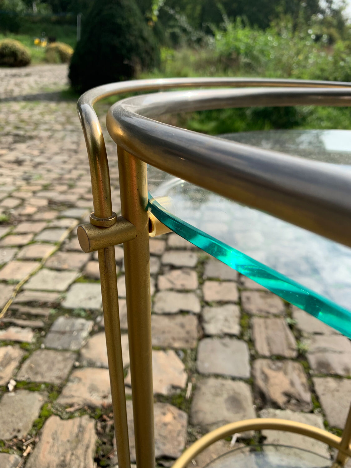 Golden brass and glass service