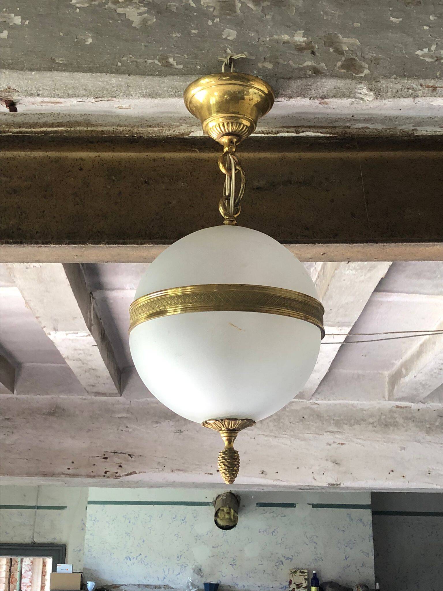 Vintage pendant light, frosted glass ball pendant light, ceiling lamp, chandelier