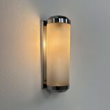 Vintage tubular Art Deco wall light, chrome metal, frosted glass, France, 1930.