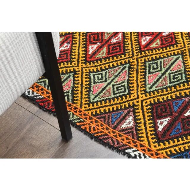 1970s Vintage Turkish Oushak Handmade Wool Cotton Orange Area Rug 158x233