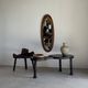 Vintage oval mirror in oak with bevelled glass H120 W43 D2