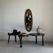 Miroir ovale vintage en chêne à glace biseautée H120 l43 P2