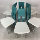 Set of 6 Memphis dining chairs in bouclé, 1980s