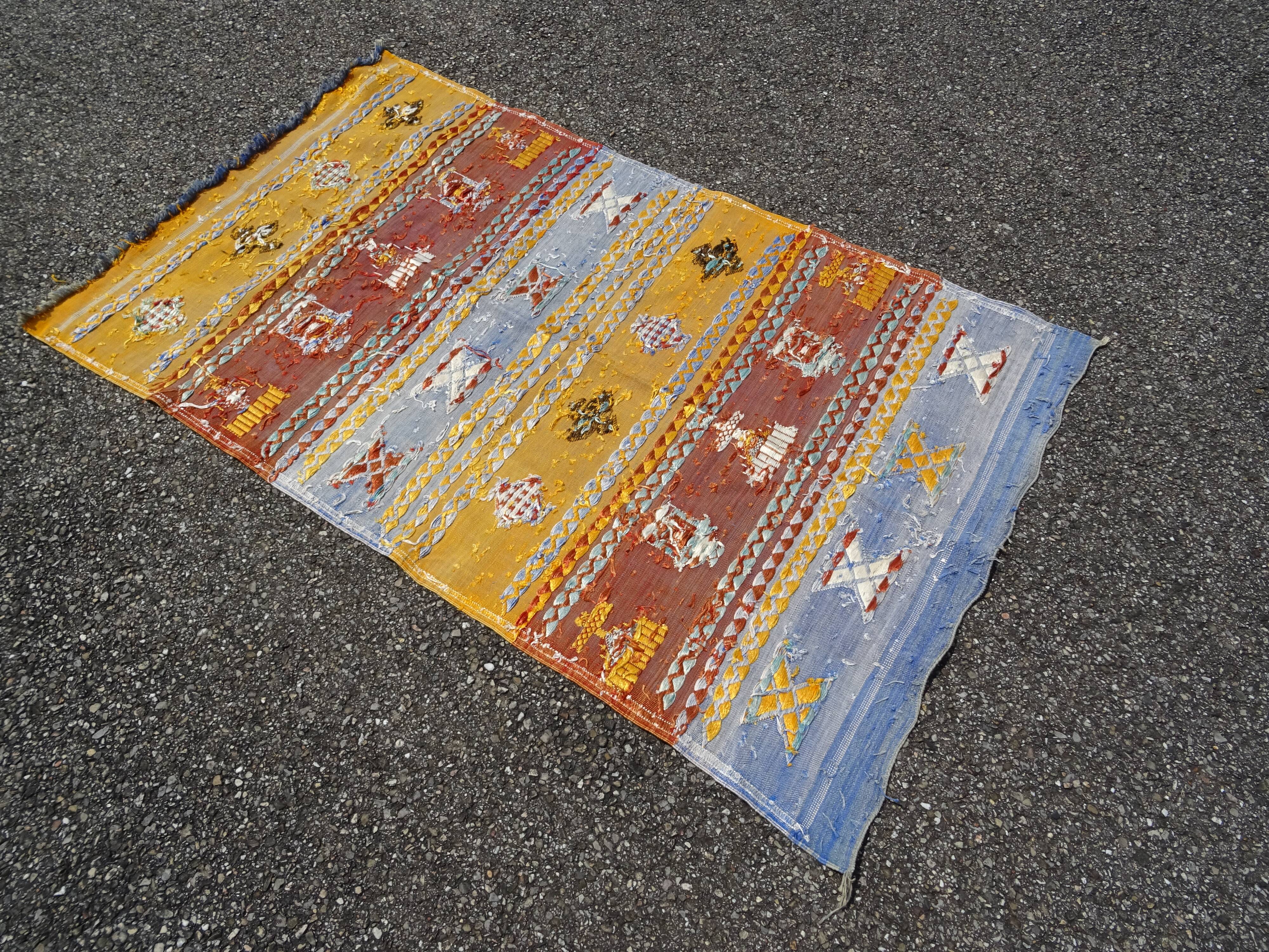 Berber carpet sabra Morocco plant fibers around 1960
