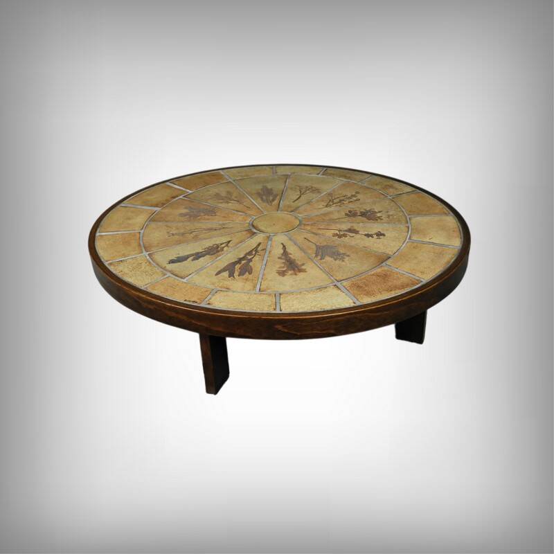 Oval coffee table signed R. Capron, collection les Herbiers, Vallauris – 1960