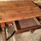 Beech and poplar table with drawer