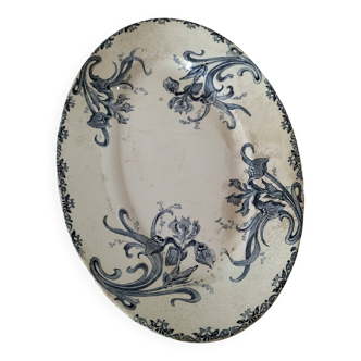 Antique oval earthenware dish – “Iris” model Clairefontaine