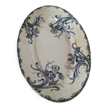 Antique oval earthenware dish – “Iris” model Clairefontaine