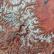Framed Landsat 1975 satellite photograph, 42 cm