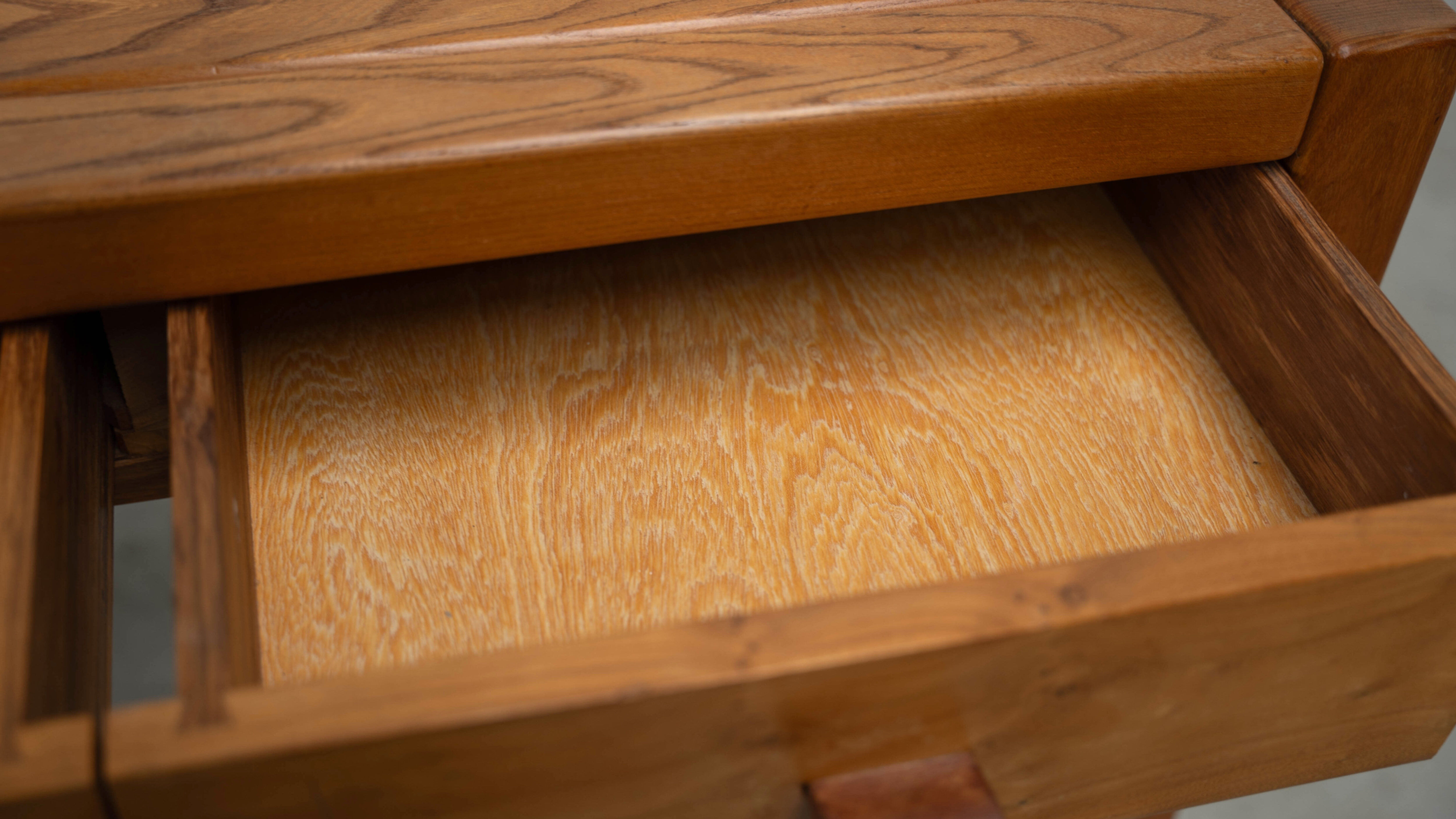 Solid elm desk by Roland Haeusler for Maison Regain