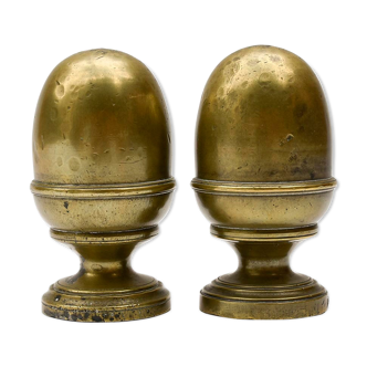 Pair of ornamental balls ramp staircase bronze gilded
