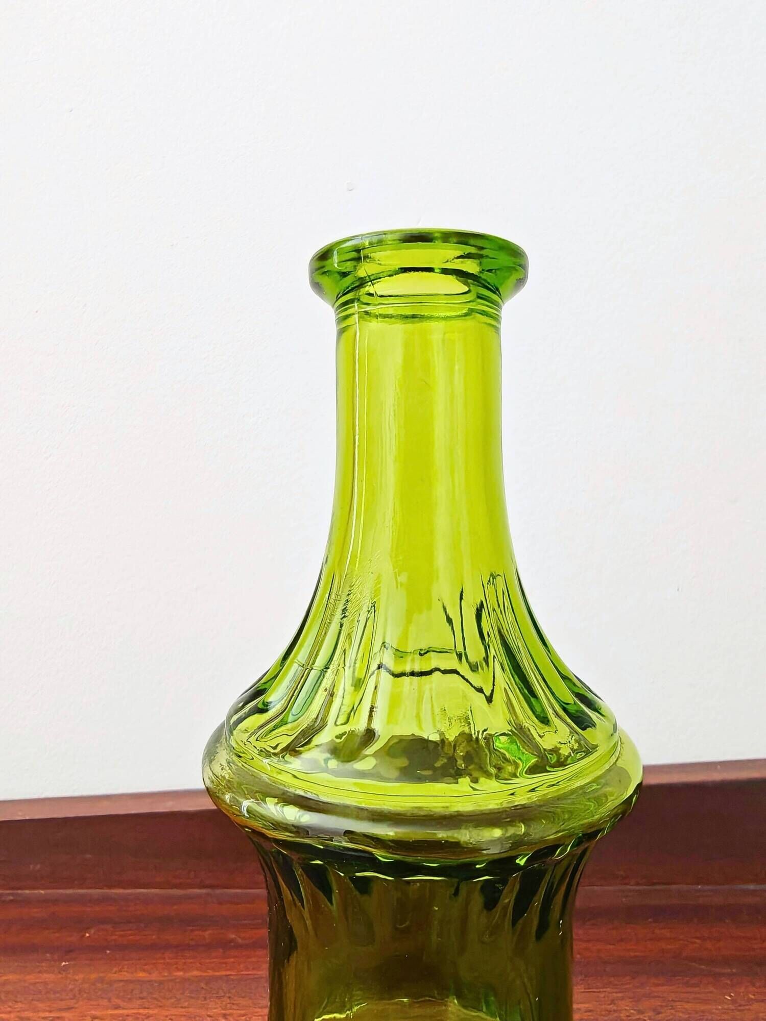 Bouteille Empoli Mid-Century en verre vert
