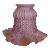 Single French Vintage White Frosted Pattern Glass Tulip Shade Frilled Edge