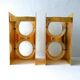 Pair of gold metal and frosted glass sconces