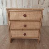 Bedhead and rattan nightstand