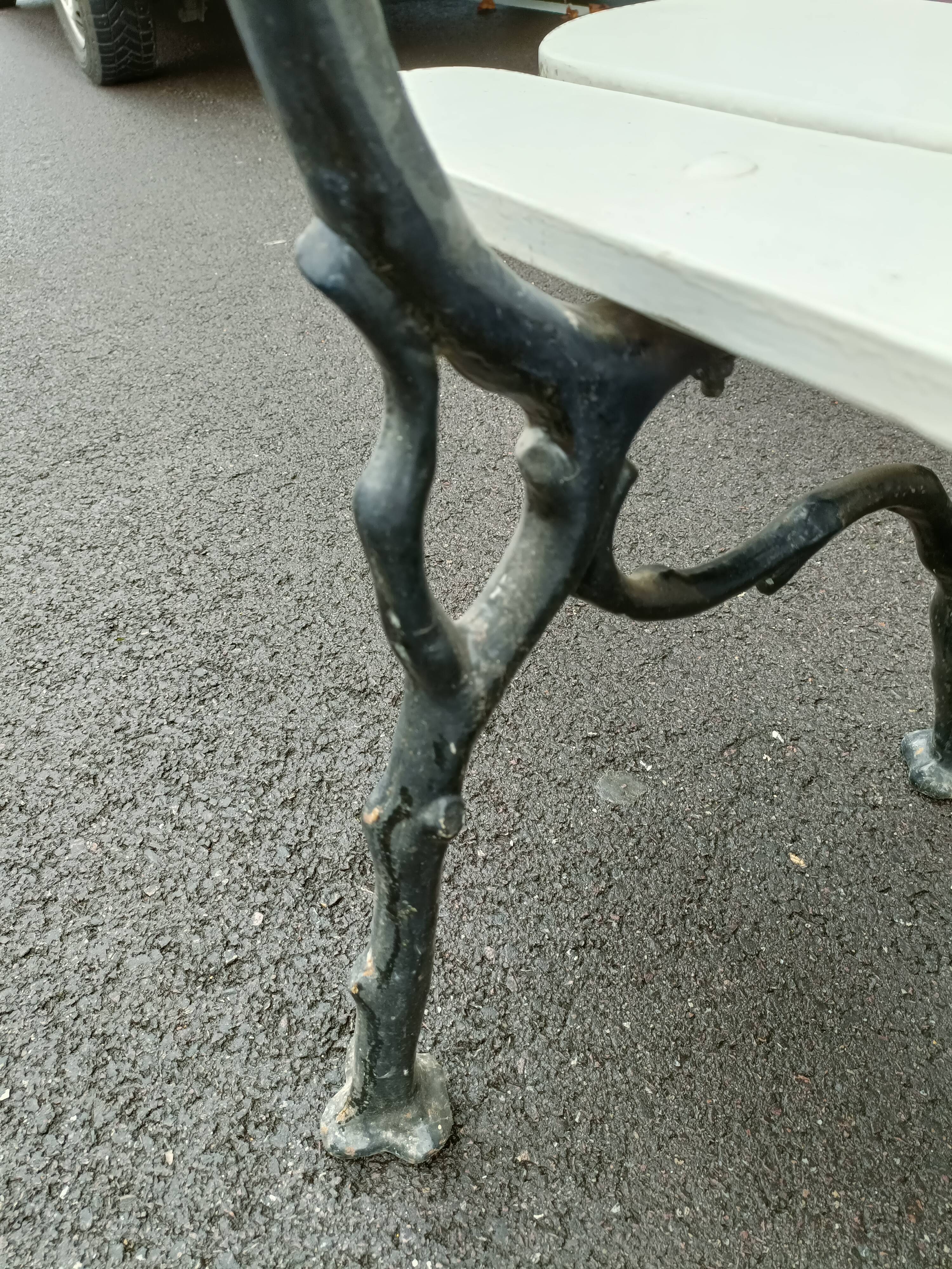 Garden bench old cast iron feet